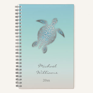 Carnet Silver Sea Turtle Coastal Ajouter Nom Et Année 