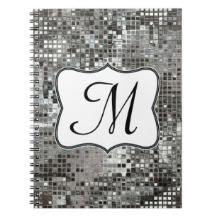 Carnet Silver Sequin Dazzle Monogramme Note initiale