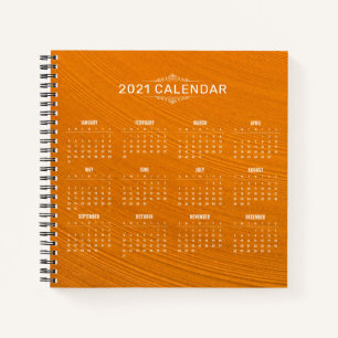 Carnet Simple 2021 Calendrier Arrière - plan bois   Ordin