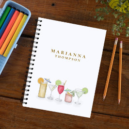 Carnet Simple Aquarelle Cocktail Boissons Élégante Person