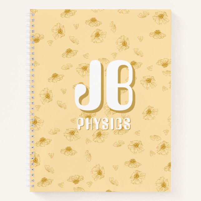 Carnet Simple baby yellow Notebook with initials  (Devant)