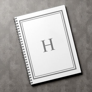 Carnet Simple classique élégant bordure gris monogramme