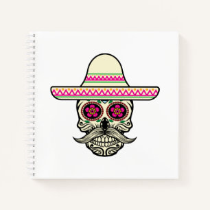 Carnet Simple Dia de Muertos Crâne avec Casquette   Carne