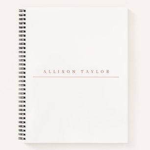 Carnet Simple élégante Rose clair Nom personnalisé Blanc
