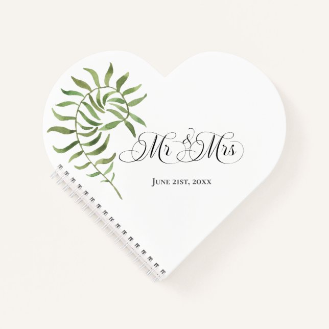 Carnet Simple Foliage, M. & Mme Coeur Mariage (Devant)