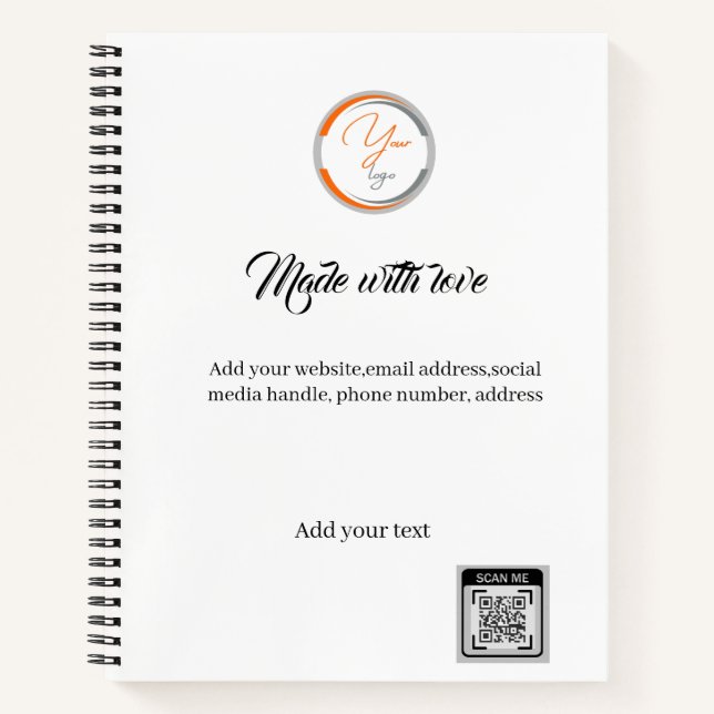 Carnet Simple Logo QR Code Business white (Devant)