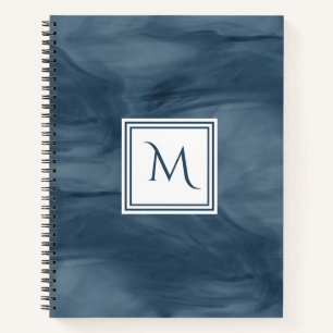 Carnet Simple Marine Bleu Marbre subtil Monogramme modern