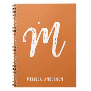 Carnet Simple minimaliste Orange Brown Nom Monogramme