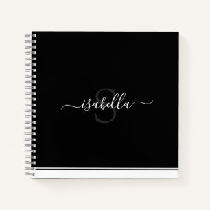 Carnet Simple moderne Monogramme noir et blanc