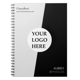 Carnet Simple moderne personnalisé noir et blanc professi
