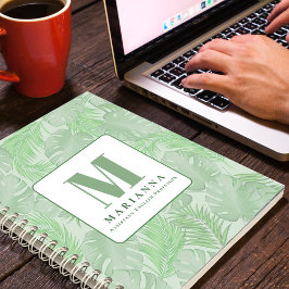 Carnet Simple Monogramme Botanique Vert Palms tropicaux