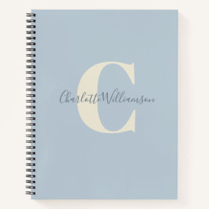 Carnet Simple Monogramme Personnalisé et Nom en Bleu