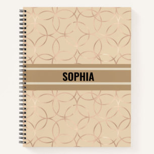 Carnet Simple Motif circulaire beige avec votre nom