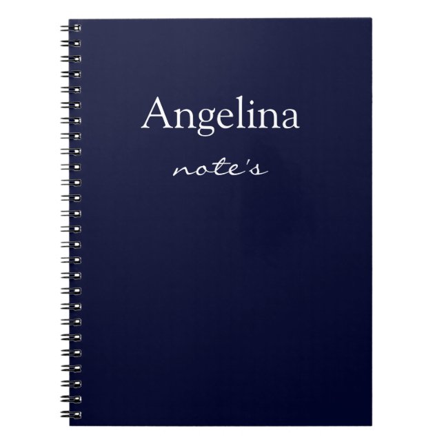 Carnet Simple Navy Blue Personnalisé Ajouter Votre Nom (Devant)