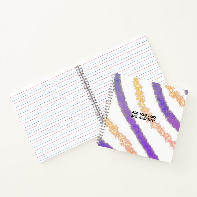 Carnet simple personnalisé bleu violet noir feuilles ajou (Intérieur)