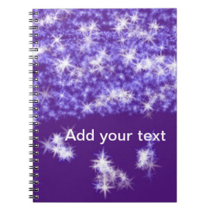 Carnet Simple purple glitter sparkle stars add your text