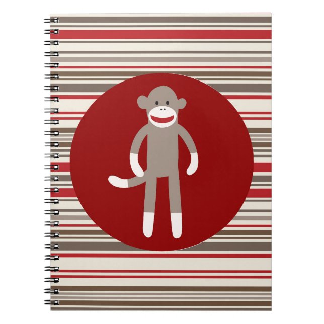 Carnet Singe de soc mignon sur Red Circle Rouge Brown ray (Devant)