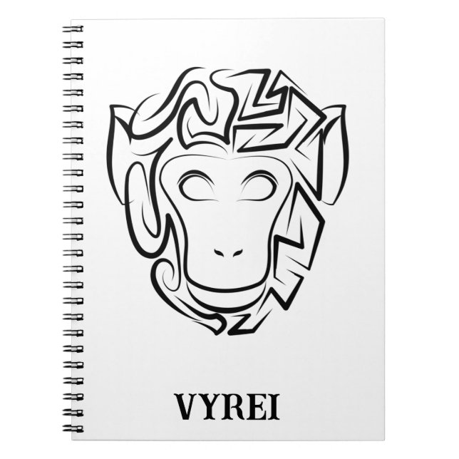 Carnet Singe tribal noir et blanc (Devant)