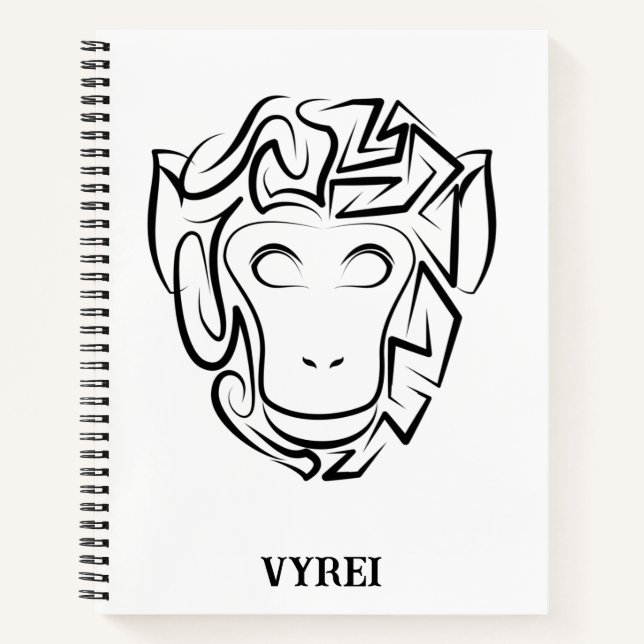 Carnet Singe tribal noir et blanc (Devant)