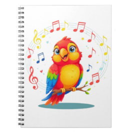 Carnet **Singing Parrot – Cute Parrot Singing Illustratio