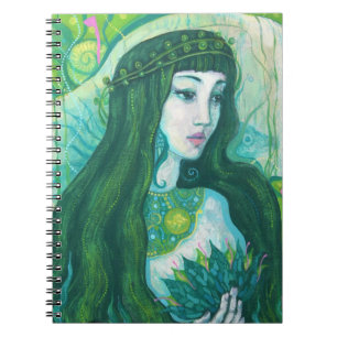 Carnet Sirène à cheveux vert sous l'Imaginaire sous-marin