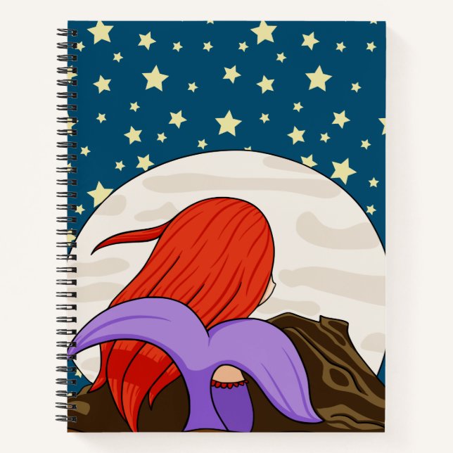 Carnet Sirène Fantaisiste Regardant la Nuit Étoilée de la (Devant)