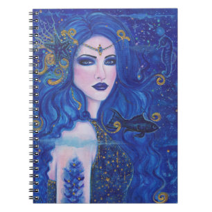 Carnet Sirène Sapphire aux accents or par Renee Lavoie