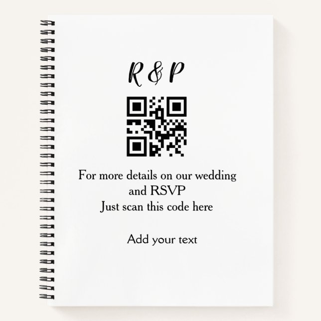 Carnet site web mariage rsvp q r code ajouter nom texte t (Devant)