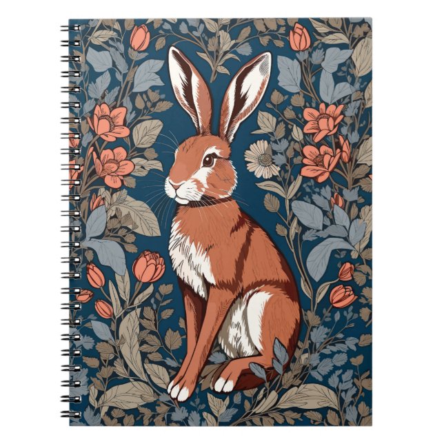 Carnet Sitting Hare William Morris Inspiré Floral (Devant)