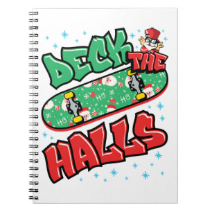 Carnet Skateboard Noël Skateboard Deck the Halls