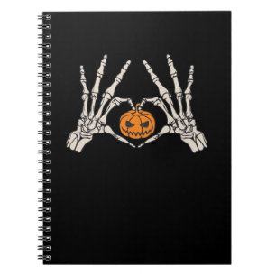 Carnet Skeleton Coeur main et Citrouille Drôle Hondelle c