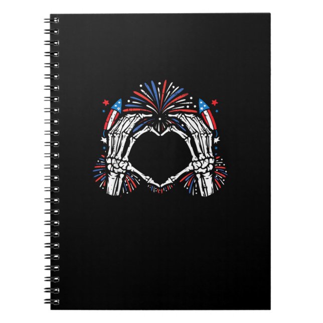 Carnet Skeleton Hand Heart USA Patriotic American (Devant)