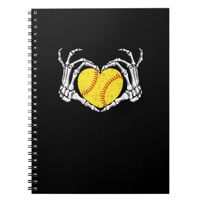 Carnet Skeleton Mains Coeur Halloween Costume Softball Wo (Devant)