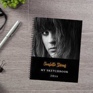 Carnet Sketbook photo noir blanc or