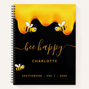Carnet Sketchbook abeille noire heureux bourdon abeilles