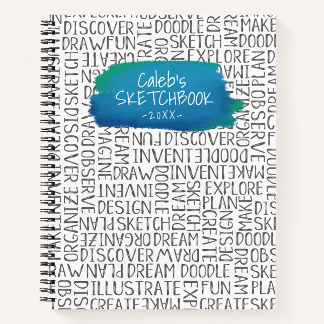 Carnet Sketchbook Artist bleu personnalisé (Devant)