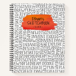 Carnet Sketchbook d'artiste rouge personnalisé