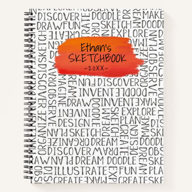 Carnet Sketchbook d'artiste rouge personnalisé (Devant)