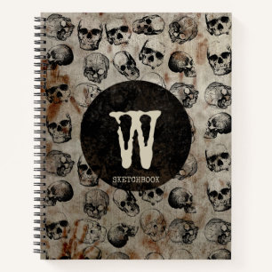 Carnet Sketchbook de crânes Vintages Halloween dénudés