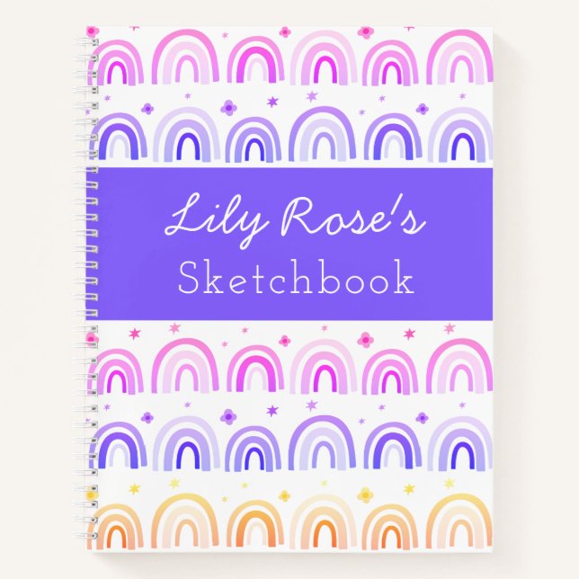 Carnet Sketchbook Motif Rainbow personnalisé (Devant)