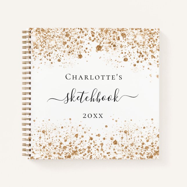 Carnet Sketchbook or blanc nom de parties scintillant élé (Devant)