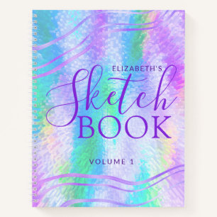 Carnet Sketchbook Purple Iridescente Nom holographique