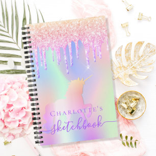 Carnet Sketchbook unicorn parties scintillant rose irides