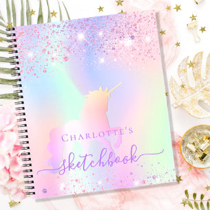 Carnet Sketchbook unicorn parties scintillant rose irides
