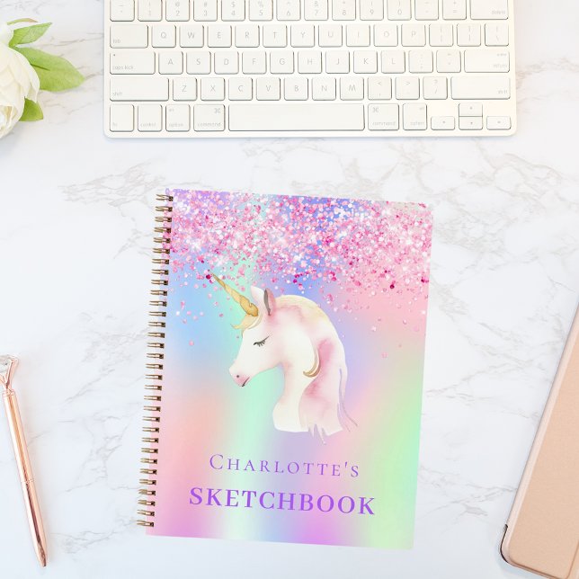Carnet Sketchbook unicorn rose holographique (Créateur téléchargé)