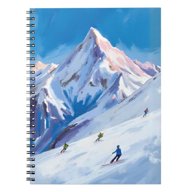 Carnet Ski Mountain Slopes Winter Watercolor (Devant)