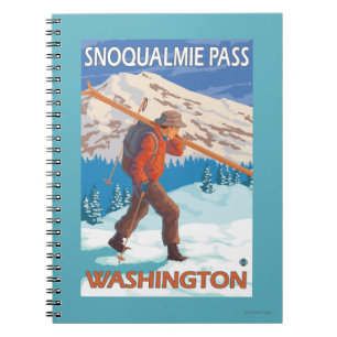Carnet Skis de transport de neige de skieur - passage de