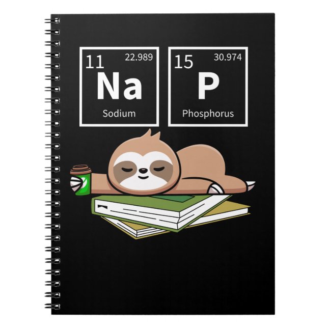 Carnet Sleeping Sloth Coffee Nap Chimie Animal Lazy (Devant)