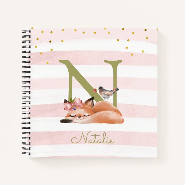 Carnet Sleepy Fox Illustration Girl Dessin quotidien (Devant)