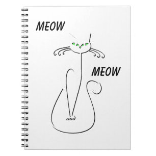 Carnet Slinky Black Cat Meow Meow Texte Personnalisé Yeux